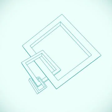 Three rectangular 3D frames blueprint 스톡 일러스트