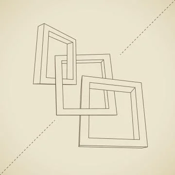 Three rectangular 3D frames blueprint Stock Illustration