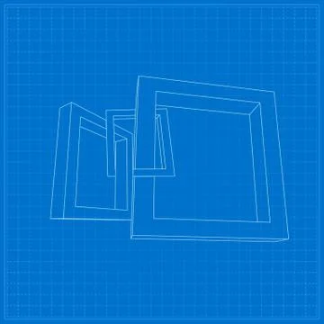 Three rectangular 3D frames blueprint 스톡 일러스트