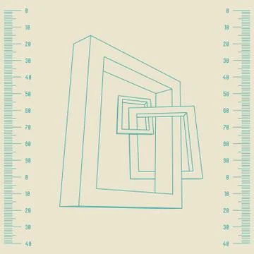 Three rectangular 3D frames blueprint Stock Illustration