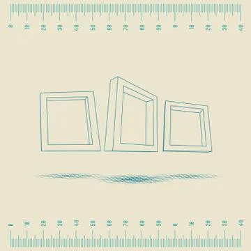 Three rectangular 3D frames blueprint Stock Illustration