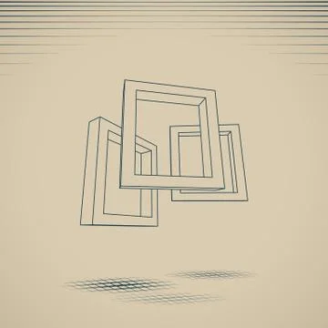 Three rectangular 3D frames blueprint 스톡 일러스트