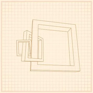 Three rectangular 3D frames blueprint Stock Illustration