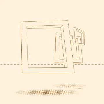 Three rectangular 3D frames blueprint 스톡 일러스트