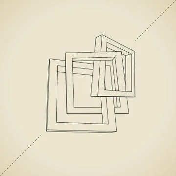 Three rectangular 3D frames blueprint Stock Illustration