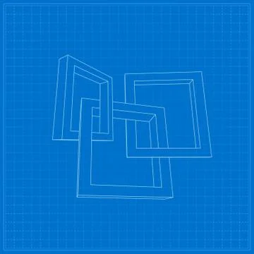 Three rectangular 3D frames blueprint Stock Illustration