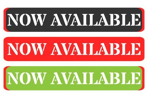 Three rectangular buttons announcing availability in different colors Stock Illustration