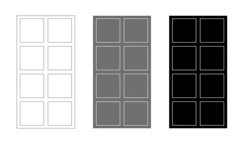 Three rectangular door icons with panel grid design イラスト素材
