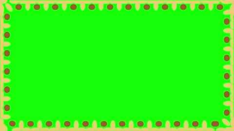 Three rectangular frames with decorative floral borders against vibrant green Stock Footage 345211927