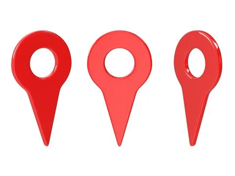 Three Red 3D Map Location Pin Icons Stock Illustration