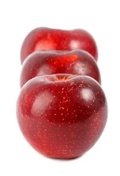 Three red apple isolated Stock Photos