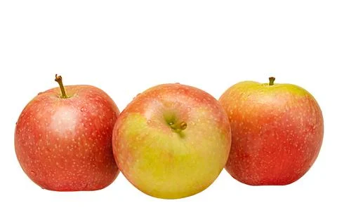 Three Red Apple isolated with white background Stock Photos