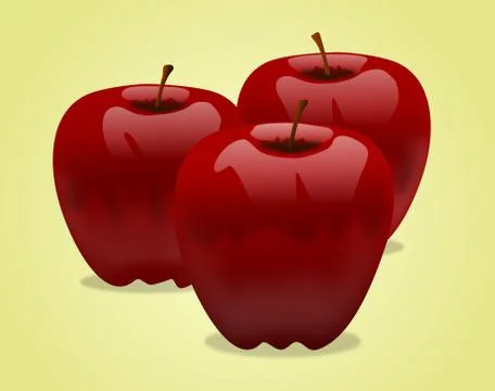 Three red apples Stock Illustration