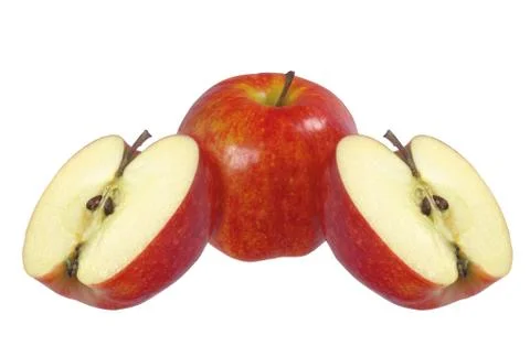 Three red apples isolated on white Stock Photos