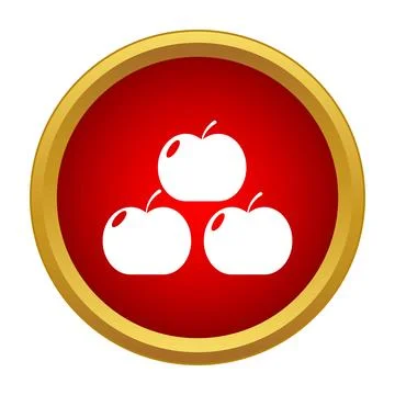 Three red apples in simple icon design Stock Illustration