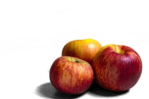 Three red apples on a white background isolate Foto stock