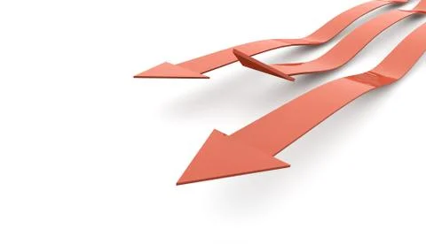 Three red arrows concept on white background Stock Illustration