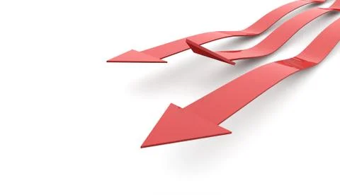 Three red arrows concept on white background Stock Illustration