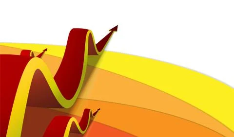 Three red arrows go up the color waves Stock Illustration