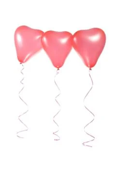 Three red balloons in the shape of a heart Stock Photos