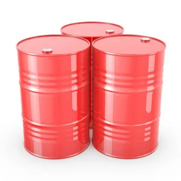 Three red barrels Three red barrels isolated on white background Copyright... Foto stock