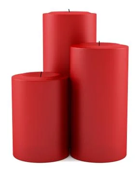 Three red candles isolated on white background Stock Illustration