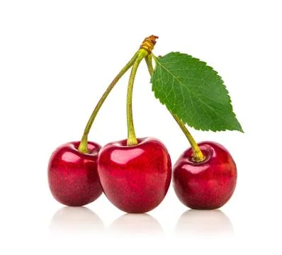 Three red cherries Stock Photos