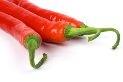 Three red chilly peppers Foto stock