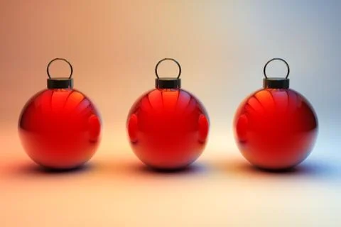 Three red christmas baubles Stock Illustration