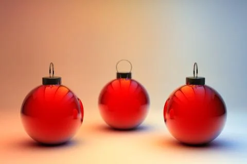 Three red christmas baubles. Stock Illustration