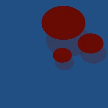 Three Red Circle Shapes on Blue Background Stock Illustration