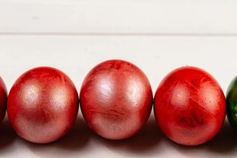 Three Red Colored Easter Eggs Stock Photos