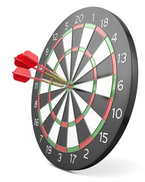 Three red darts hit center of board Stock Illustration