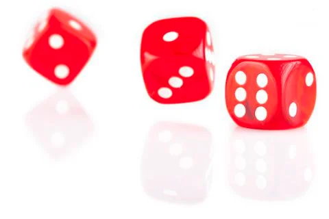 Three red dice Stock Photos