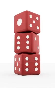 Three red dices isolated on white background Stock Illustration