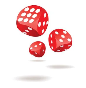 Three red dices in motion Stock Illustration