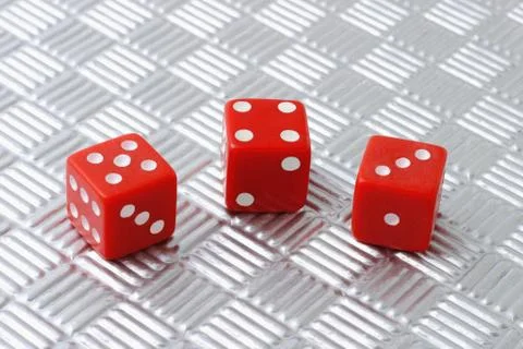 Three red dices Stock Photos