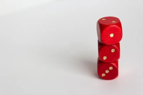 Three red dices on white background - copy space Stock Photos