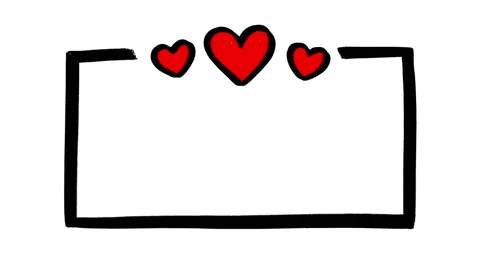 Three red doodle hearts, animated frame. Hand drawn stop motion animation. Stock Footage 172140104