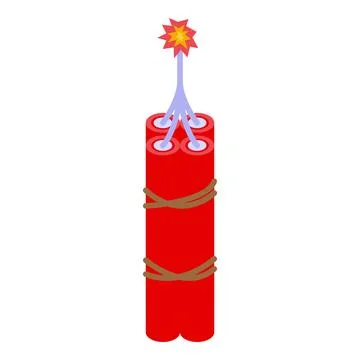 Three red dynamite sticks with burning fuse creating explosion Stock Illustration