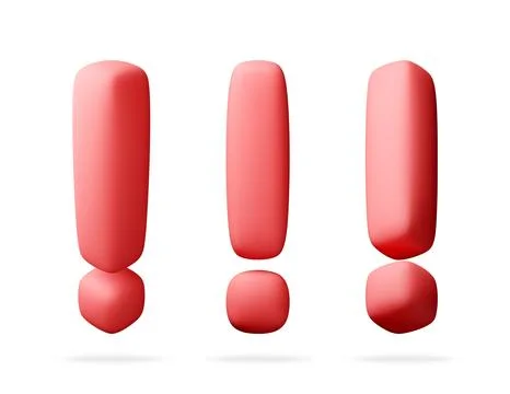Three red exclamation mark icons in 3D 스톡 일러스트