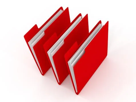 Three red folder, 3d rendering Illustrazione stock