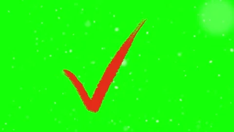 Three red hand drawn checkmarks appear against a vibrant green screen Stock-Footage 346120758
