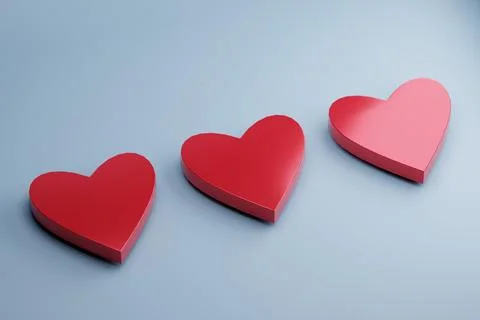 Three red hearts on blue background, love concept Stock Illustration