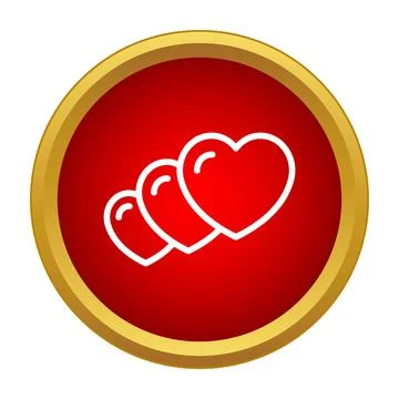 Three red hearts symbolizing love and passion icon Illustrazione stock