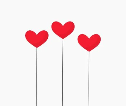 Three red hearts. Vector illustration. Stock Illustration