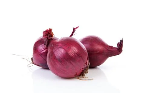 Three red onion Stock Photos