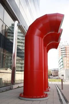 Three red pipes Stock Photos