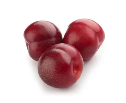 Three red plums Stock Photos