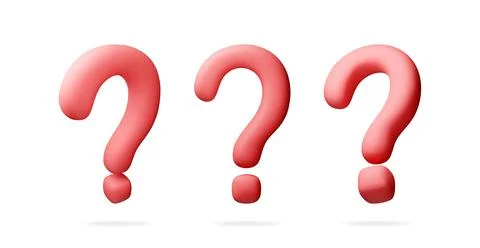 Three red question mark icons in 3d style Stock Illustration